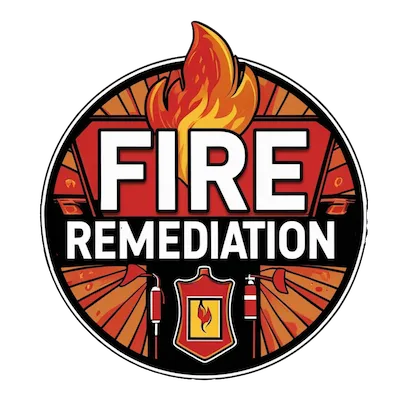Fire damage restoration service badge