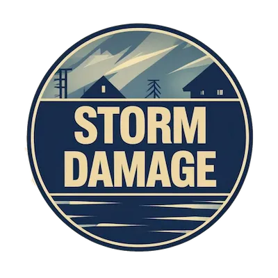 Storm damage restoration service badge